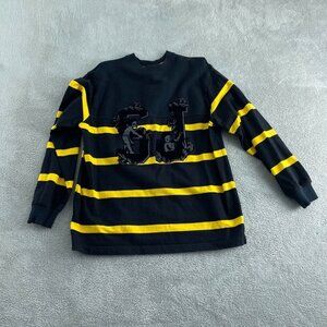 Sean John Mens Black & Yellow Striped Cotton Sweater L 3177